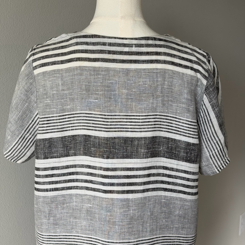 Stella Martini Coastal Linen Striped V-Neck Tunic Top Cover Up-Made in Italy-M - Picture 6 of 11